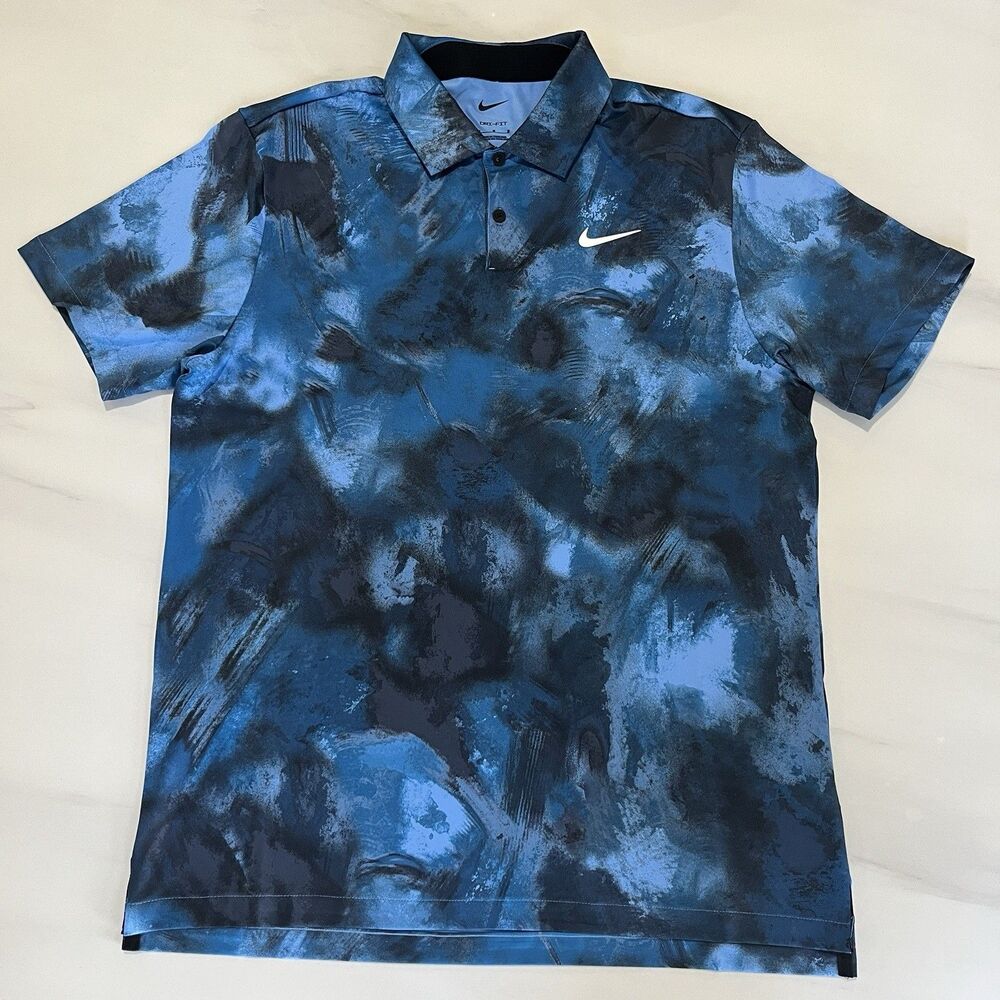 Nike Polo Shirt Mens M Blue Dri-Fit Tour Blue Golf Stretch FD5935-451 Mens Sz M